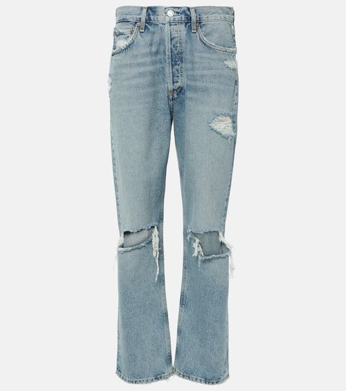 90s distressed mid-rise straight jeans