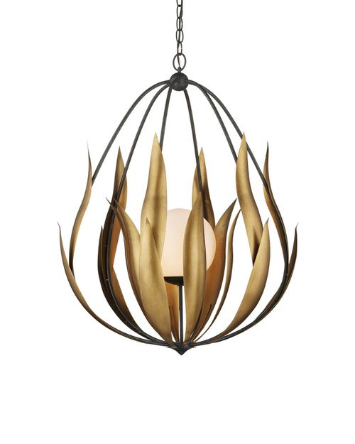 Aged Steel Brass White Chandelier from the Endymion Collection