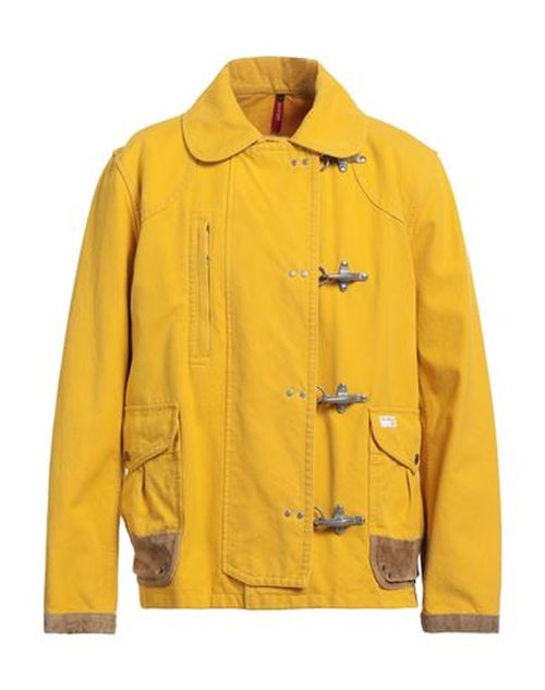 Man Jacket Marigold Size L Cotton, Cow leather