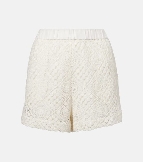 Crochet high-rise cotton shorts