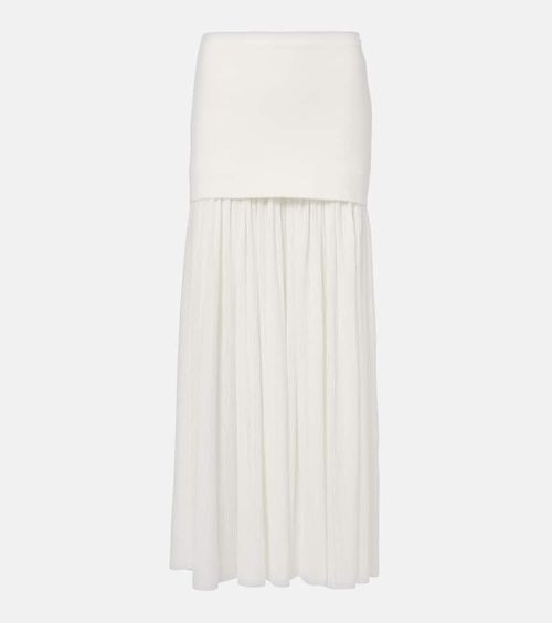 Paige pleated crêpe chiffon maxi skirt