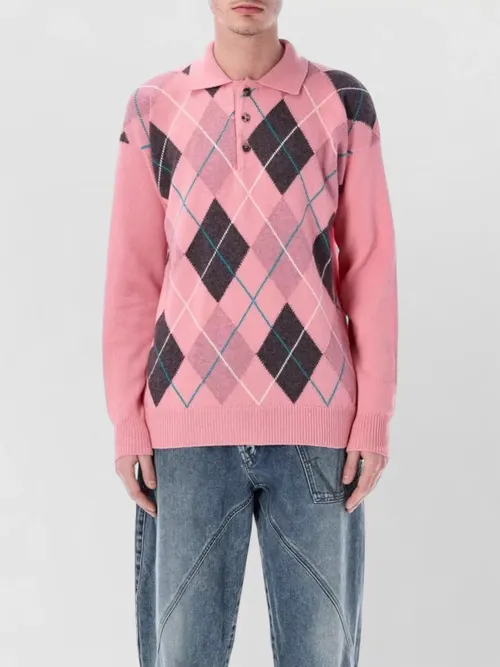 JW Anderson - pringle argyle knit polo sweater