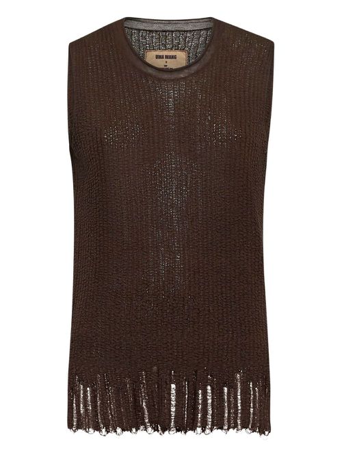 Ribbed sleeveless top - Brown
