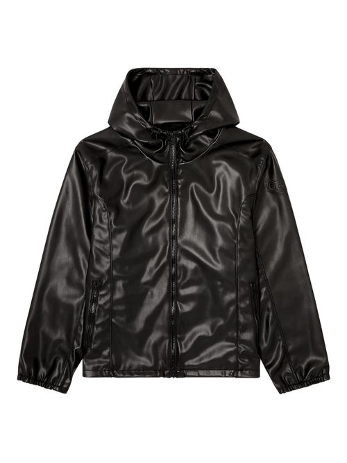 Men's Regular-Fit Polyester Jacket with Drawstring Hood & Two-Way Zip