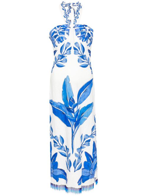 Halterneck floral-print maxi dress - Blue