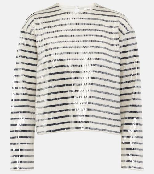Sequined striped cotton top coat