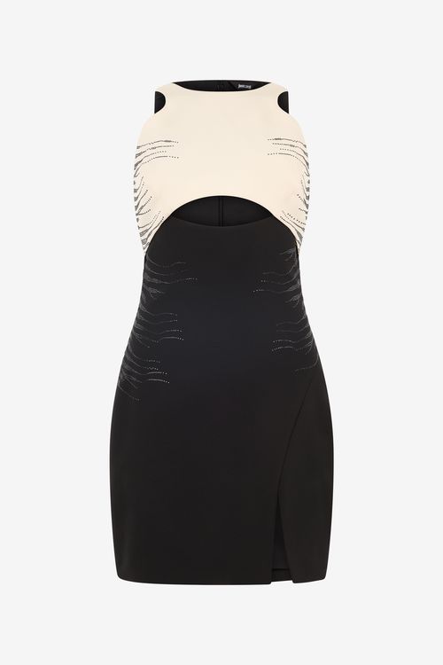 Two-tone Mini Dress With Cut-out
