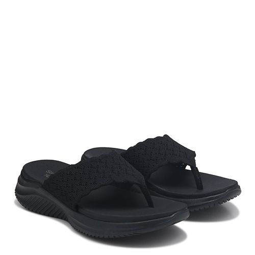 Women's Ultra Flex 3.0 Rhythm Waves Flip Flop Sandals (Black)