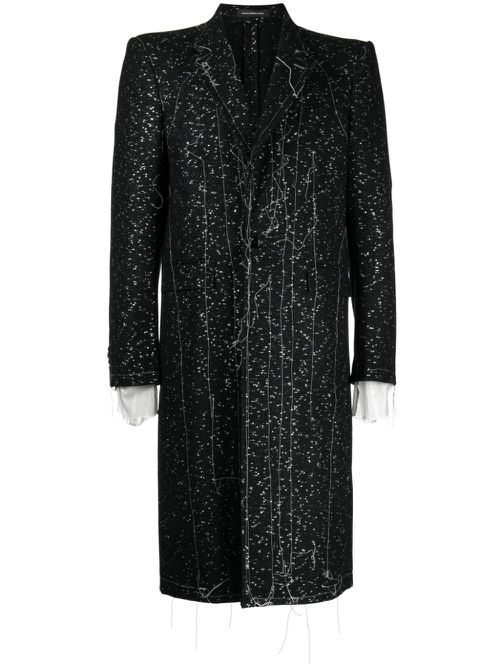 Exposed-seam single-breasted coat - Black