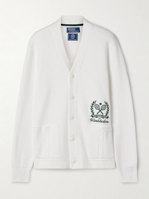 + Wimbledon Embroidered Cotton Cardigan - White