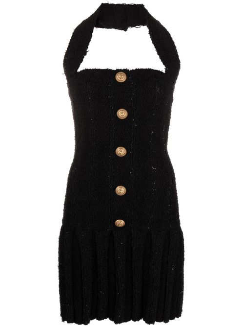 Tweed halterneck mini dress - Black