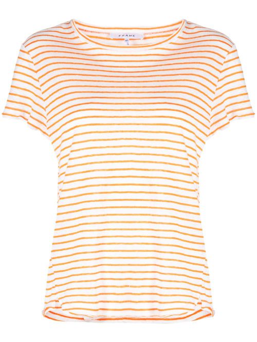 Striped organic-linen T-shirt - Neutrals