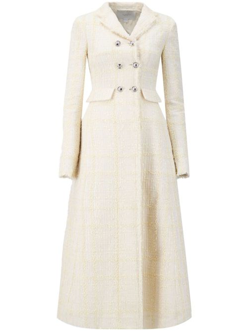 Checked silk-tweed coat - Neutrals