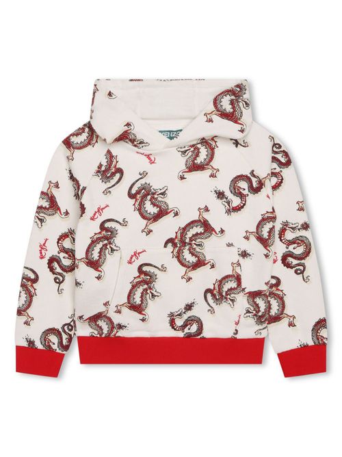 Graphic-print cotton hoodie - White