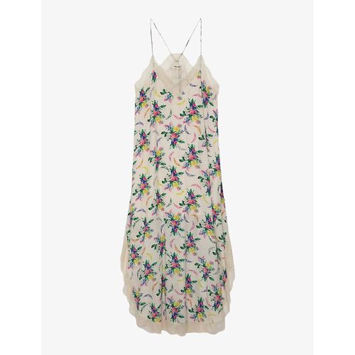 Womens Mastic Ristyl Floral-print Lace-embroidered Woven Midi Dress XS