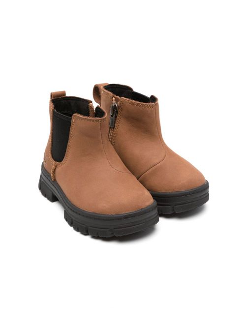 Ashton logo-embossed leather boots - Brown