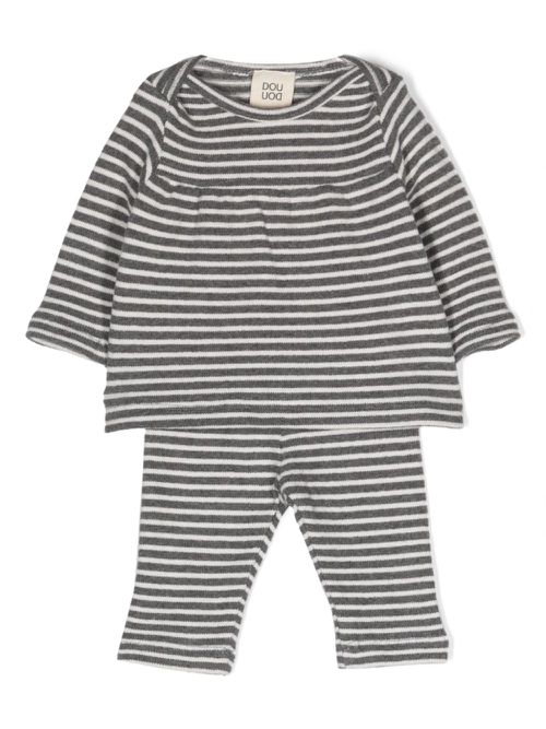 Striped knitted tracksuit - Grey