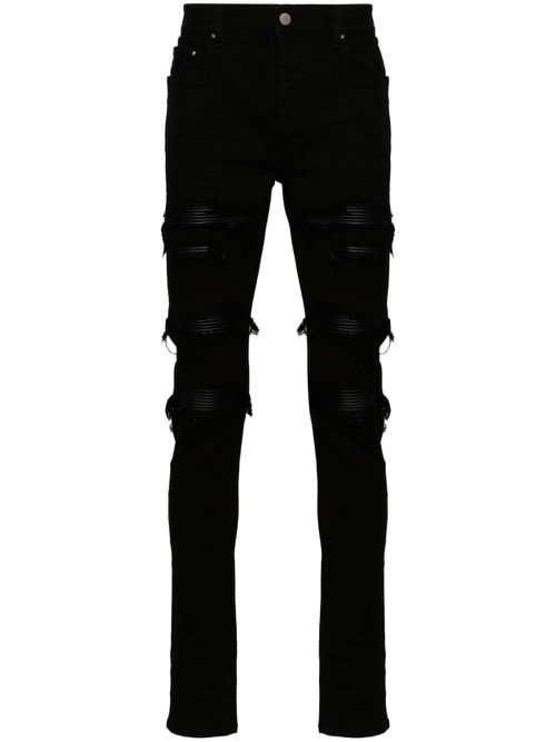 Thrasher leather-trim skinny jeans - Black