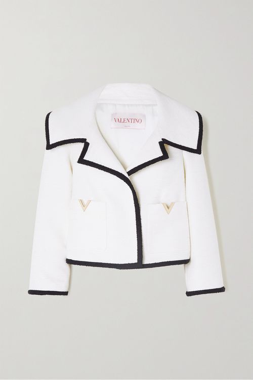 Embellished Bouclé-tweed Jacket - White - IT36