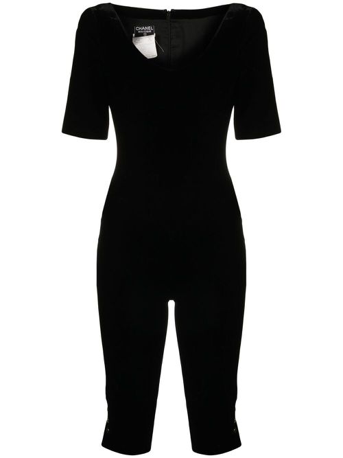 1994 velvet knee-length playsuit - Black