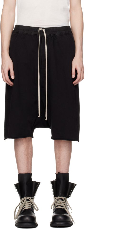 Black Temple Drawstring Pods Shorts