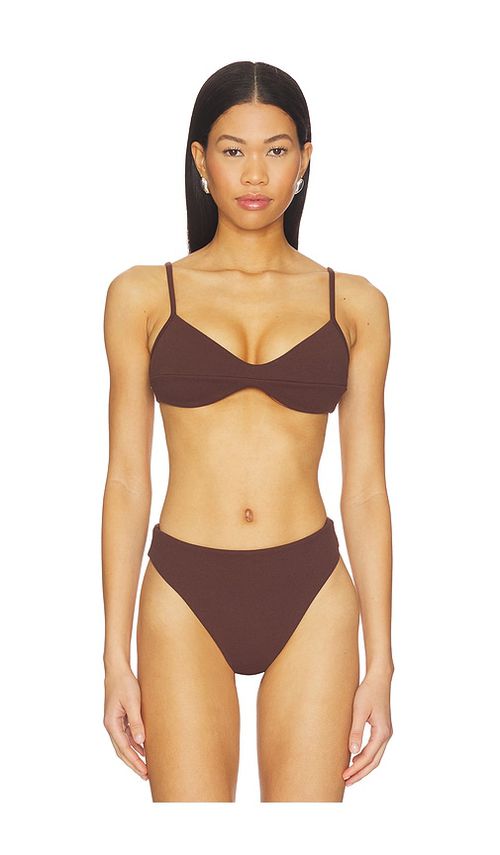HAIGHT. Crepe Monica Top in Brown. - S also in XS, M