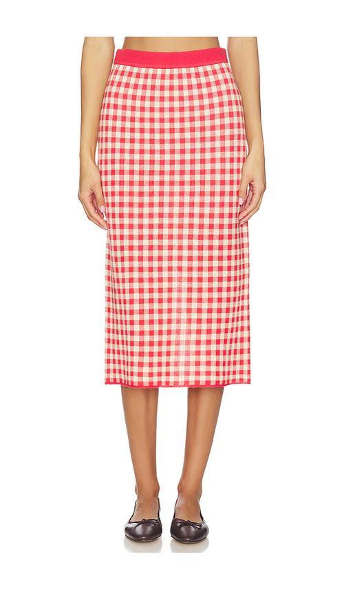 Guest In Residence Gingham Long Skirt in Red. - L also in M