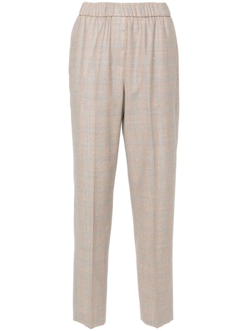 Virgin Wool Check Trousers — beige