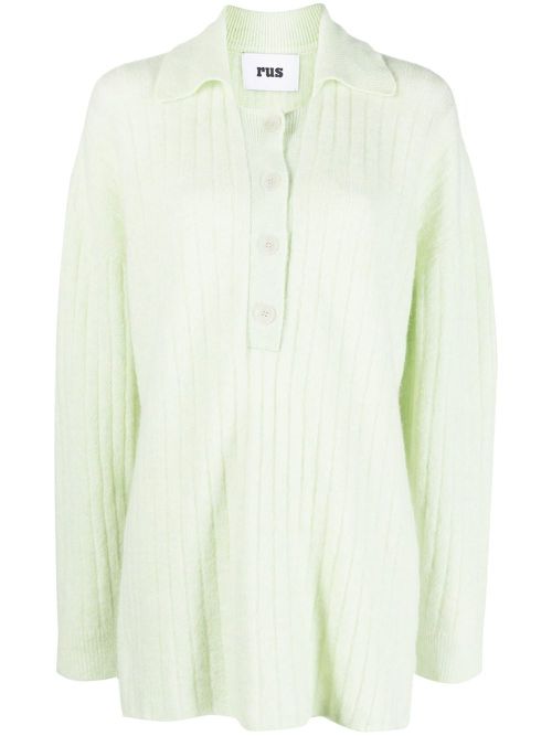 Ribbed knitted polo shirt - Green
