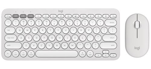 Pebble 2 Bluetooth Wireless Keyboard and Mouse Combo for Mac in Tonal White