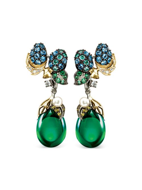 18kt gold Greenberry multi-stone earrings