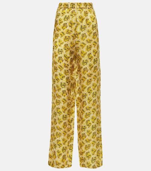 Piera printed silk-blend straight pants