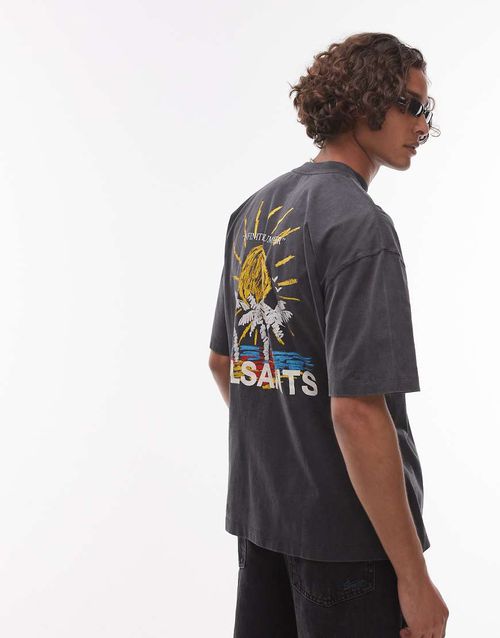 Allsaints cove t-shirt in washed black