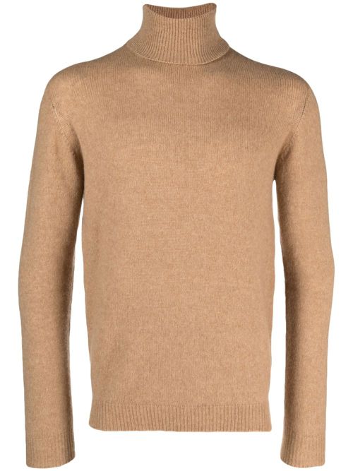 Fine-knit roll-neck jumper - Brown