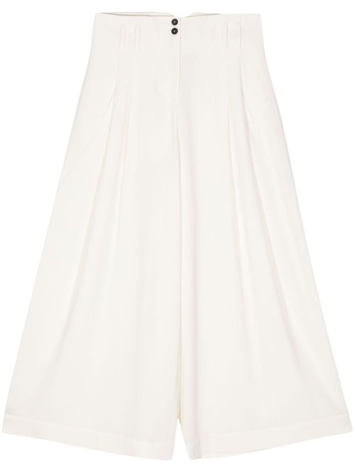 High-waisted wool trousers - White