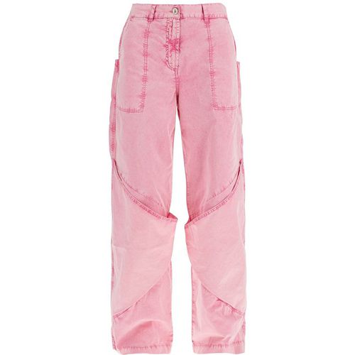 The Attico High Waisted Loose Fit Pink Palazzo Pants In Cotton