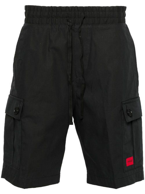 Logo-patch ripstop cargo shorts - Blue