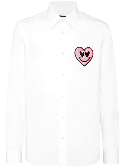 Heart-patch shirt - White