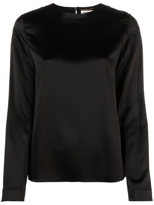 Keyhole detail silk blouse - Black