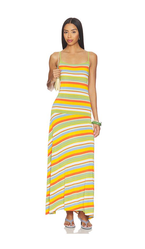 Solid & Striped The Lottie Dress in St. Barths Stripe - Green,Orange. XS also in S