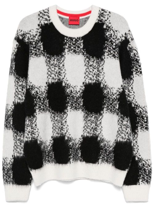 Plaid jacquard sweater - White