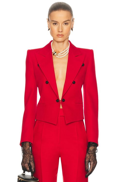 Valentino Lana Vergine Jacket in Paris - Red. 40 also