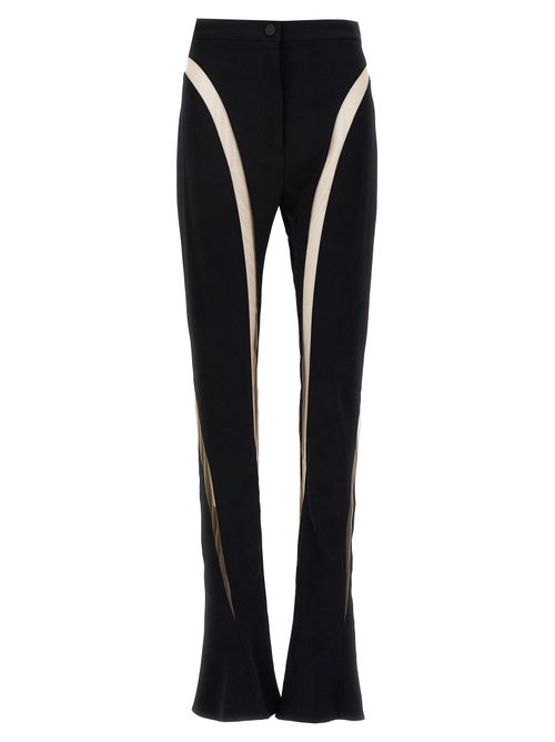Mesh-Insert Flare Leggings — Black