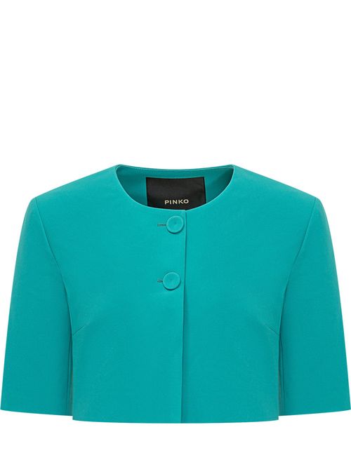 Green Round Neck Crop Jacket
