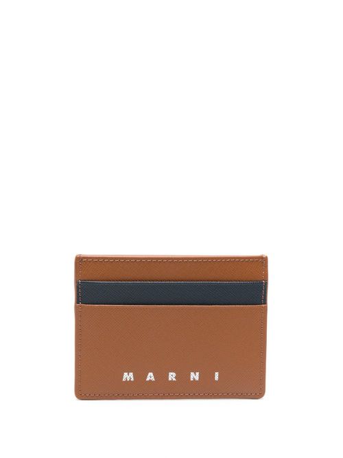 Logo-debossed leather cardholder - Brown