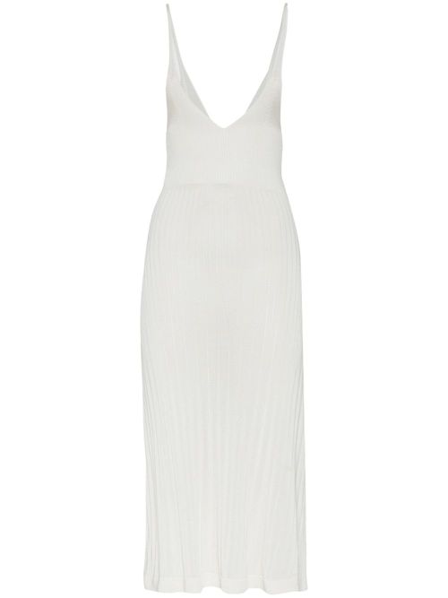 Ribbed midi dress - White