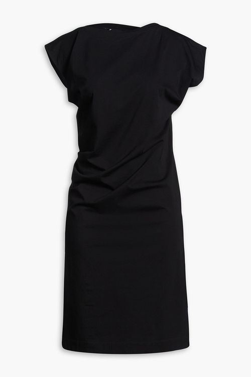Draped stretch-cotton jersey dress - Black - XS