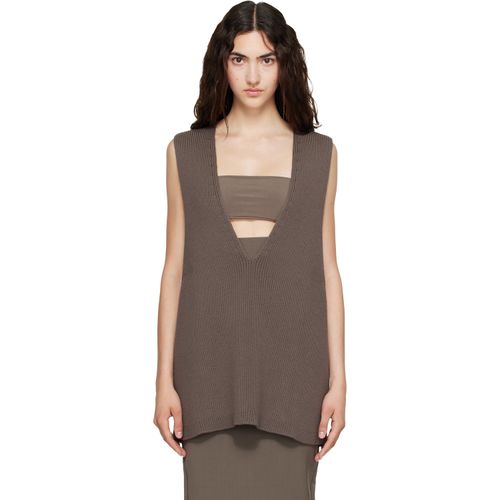 Gray Tower Wool Knit V Neck Vest