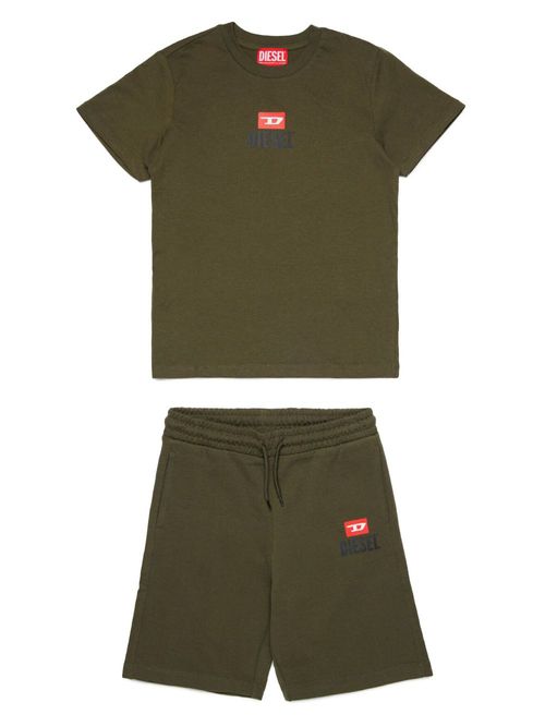 Logo t-shirt and bermuda shorts set - Green
