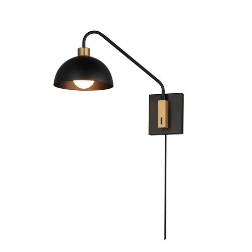 Thelonious 1-Light Wall Sconce in Black with Natural Aged Bra